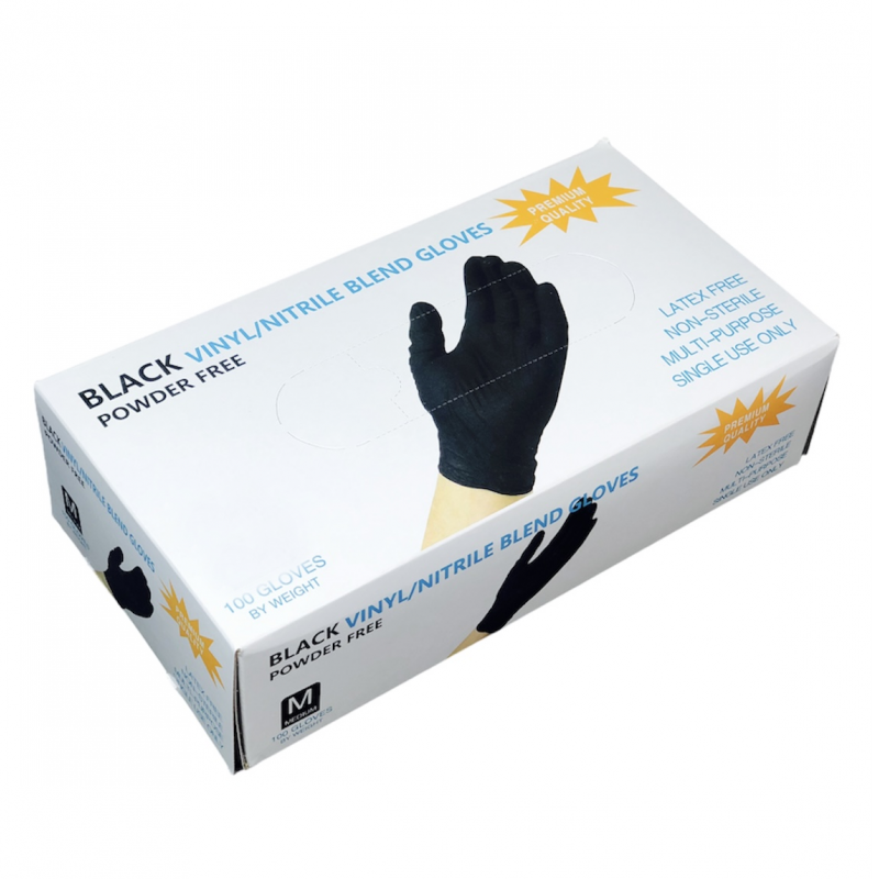 Перчатки нитрил Wally Plastic черные, размер S,100 шт/уп)