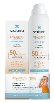 ПРОМОНАБОР SESDERMA: Repaskin Pediatrics Baby SPF50 Крем, 50 мл + Repaskin Pediatrics Aerosol SPF50 