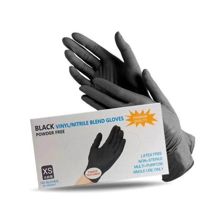 Перчатки нитрил+ винил Wally Plastic черные М 100шт.