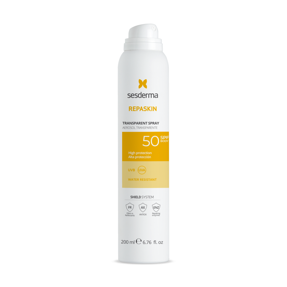 REPASKIN Transparent Spray Sunscreen Body SPF 50 - Cпрей солнцезащитный прозрачный для тела, 200 мл