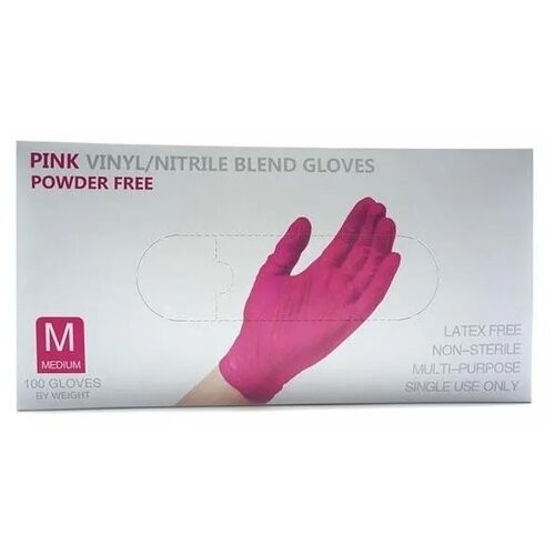 Перчатки нитрил Wally Plastic розовые, размер М,100 шт/уп)